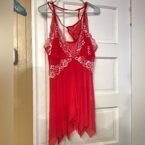 Plus Contrast Lace Mesh Slips With Thong (UNUSED.)